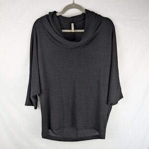 Olivia Moon Womens Cowl Neck 3/4 Dolman Sleeve Black Rayon Blend Top Size Small